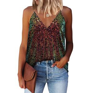 Sequin Sleeveless Blouse Tank, SIZE XS, 15F-170T005